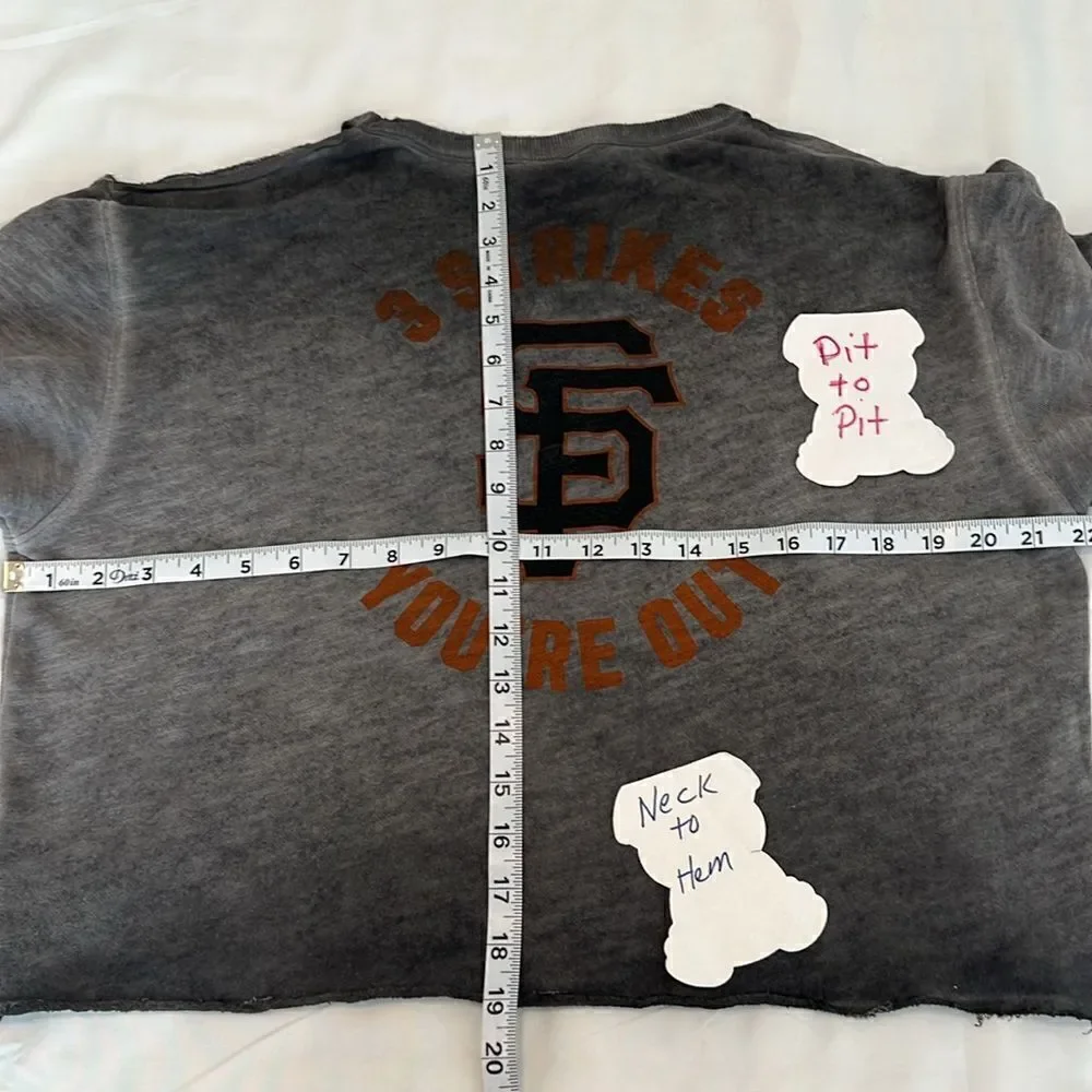 Victorias Secret SF giants szM distressed cropped cold shoulder sweatshirt EUC